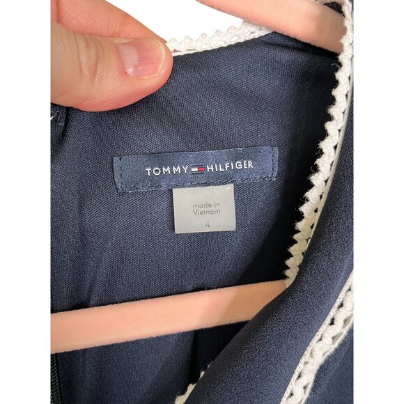 Tommy Hilfiger Navy Blue Sheath Dress White Trim Size 4 - Picture 10 of 13